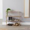 Basicwise Set of 2 Foldable Bamboo Shoe Rack and Storage Shelf Multi-Purpose Wooden Organizer for Entryway Closet or Living Room Space-Saving Stand for Shoes Plants Towels and Home Décor
